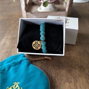 Rustic Cuff turquoise beaded bracelet with bag.